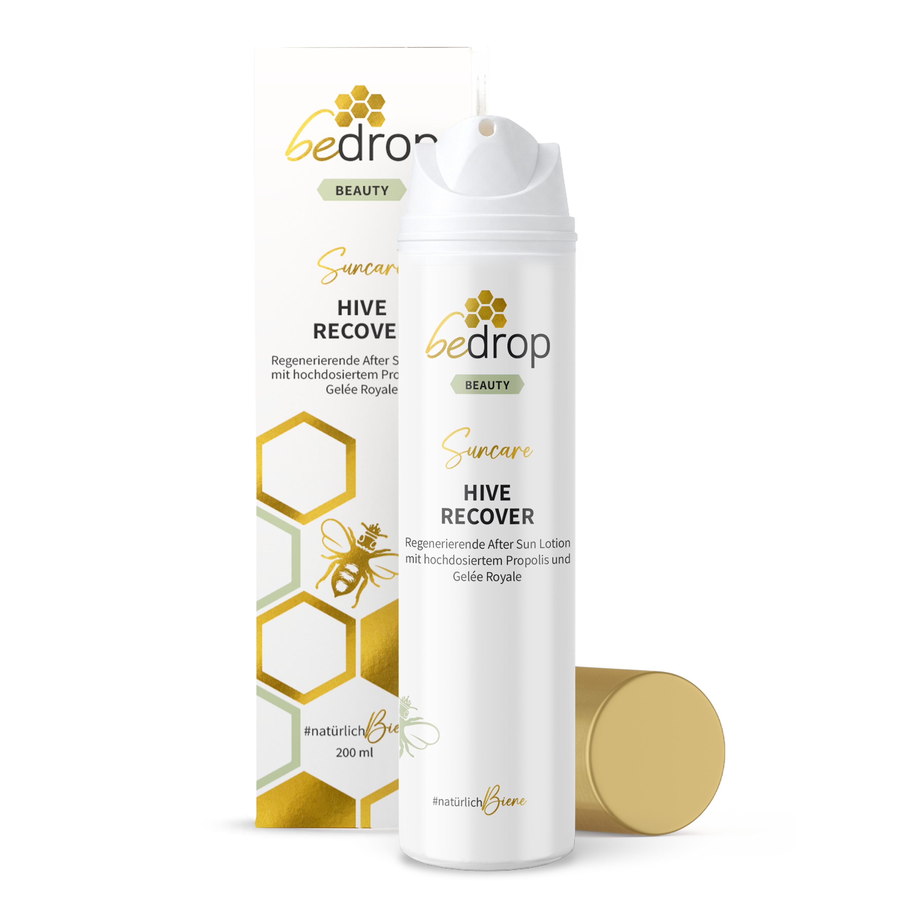 bedrop After Sun-Lotion HIVE RECOVER - After Sun Lotion mit Gelée Royale & Propolis Body Lotion nach dem Sonnenbad, Feuchtigkeitscreme, Regenerationspflege, Regenerierende & kühlende Bodylotion für sonnengestresste Haut, Pflege