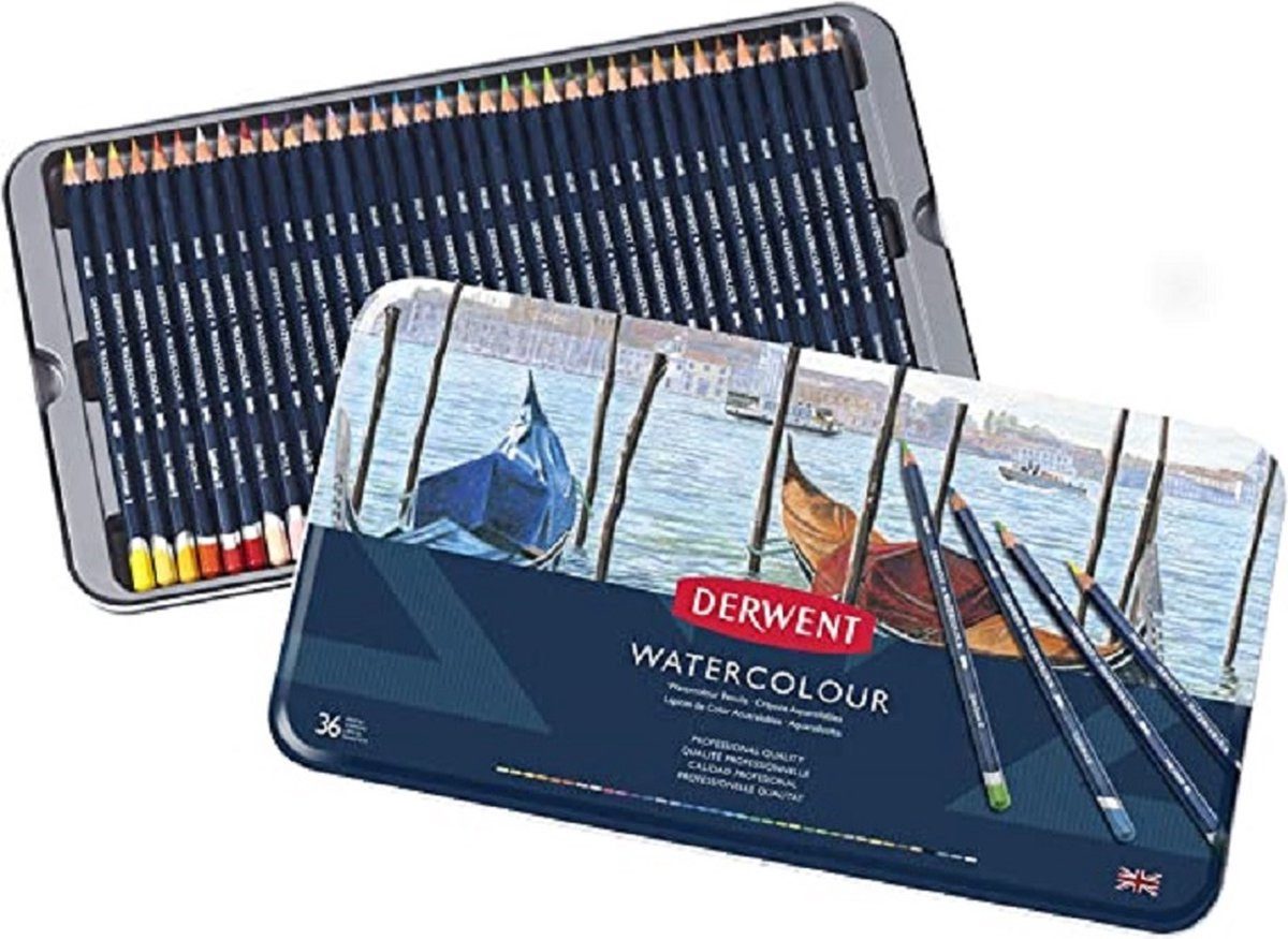 Derwent Aquarellstifte Watercolour Potloden In Blik - Set 36 Aquarellpotloden Assorti, (Set, 26-tlg)