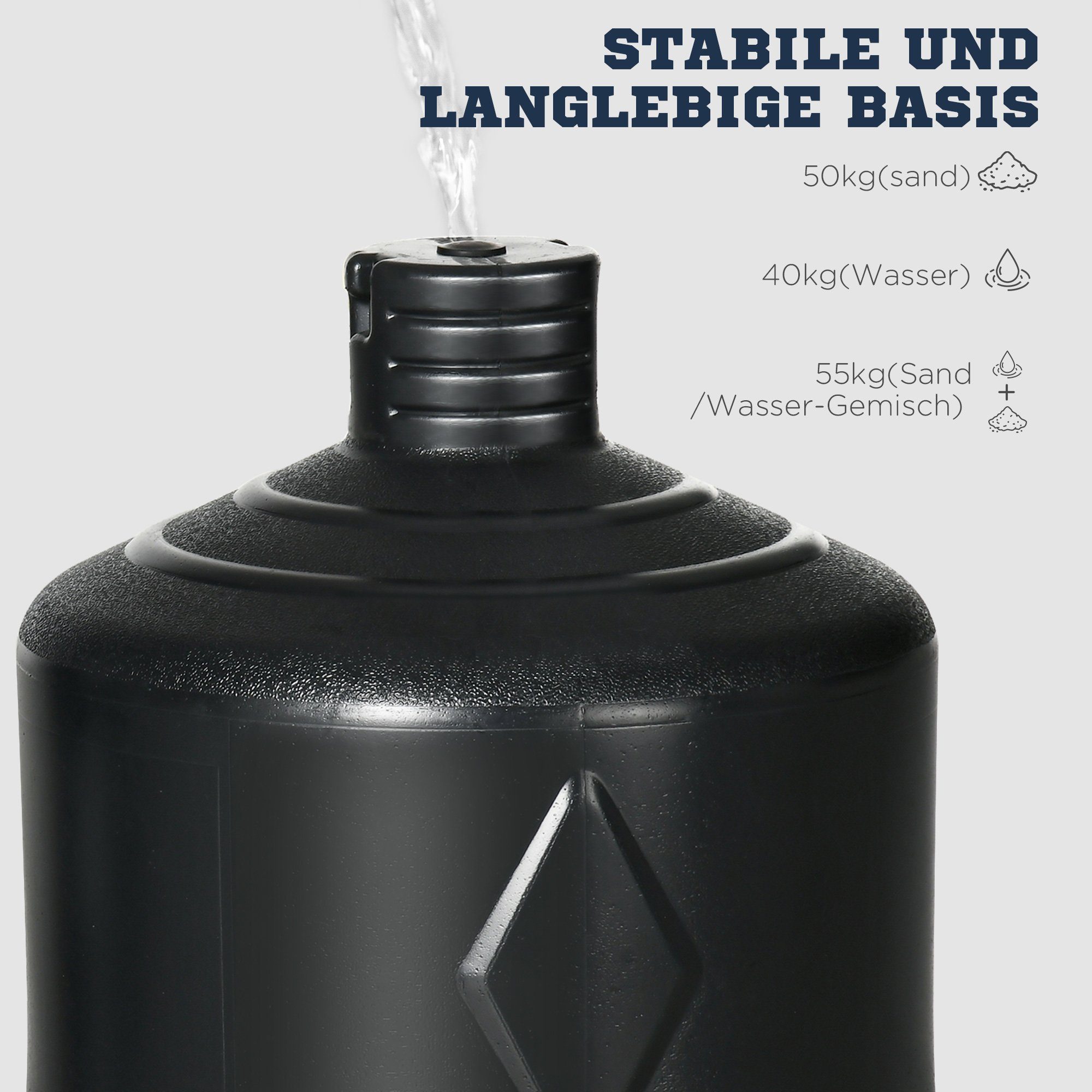 SPORTNOW Standboxsack 178-207cm Höhenverstellbar, Körper-Box-Sack mit HDPE-Basis, (Freistehender Boxpartner, 1-tlg., Boxsack Stehend), für Kinder, Erwachsene, Heimtraining