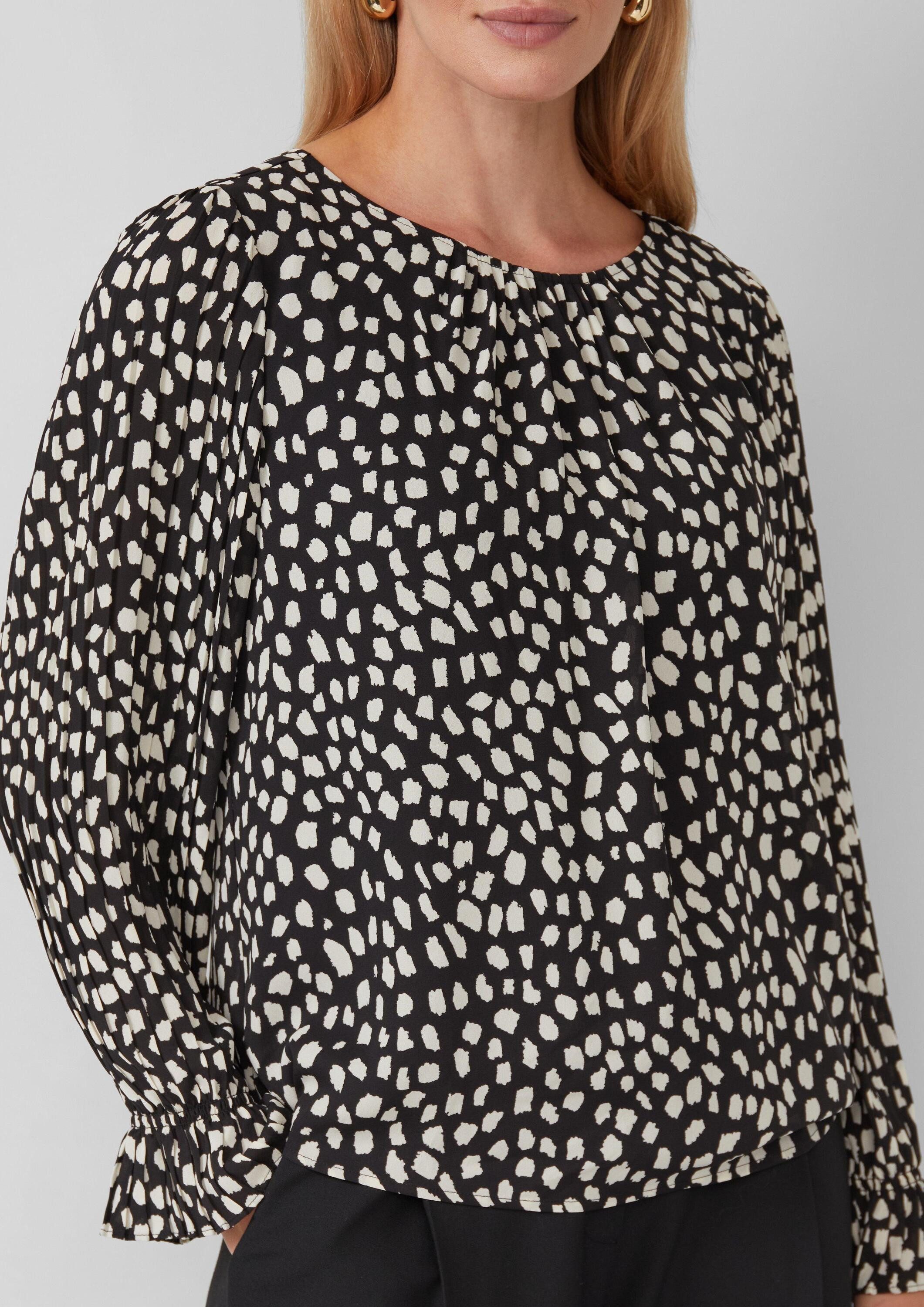 s.Oliver Langarmbluse Bluse Festliche Bluse mit Plissee-Ärmeln