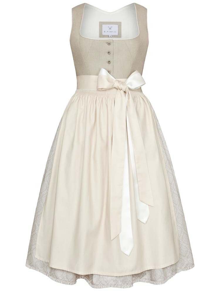 Alpenfee Tracht Dirndl Dirndl Bluna 70cm Länge sand beige