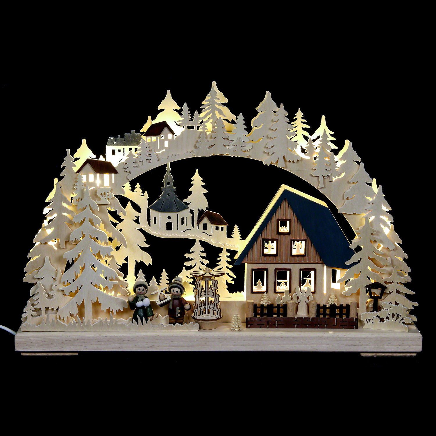 RATAGS Kunsthandwerk Schwibbogen 3D-Schwibbogen Pyramidenhaus (43x30x7cm) von RATAGS Holzdesign