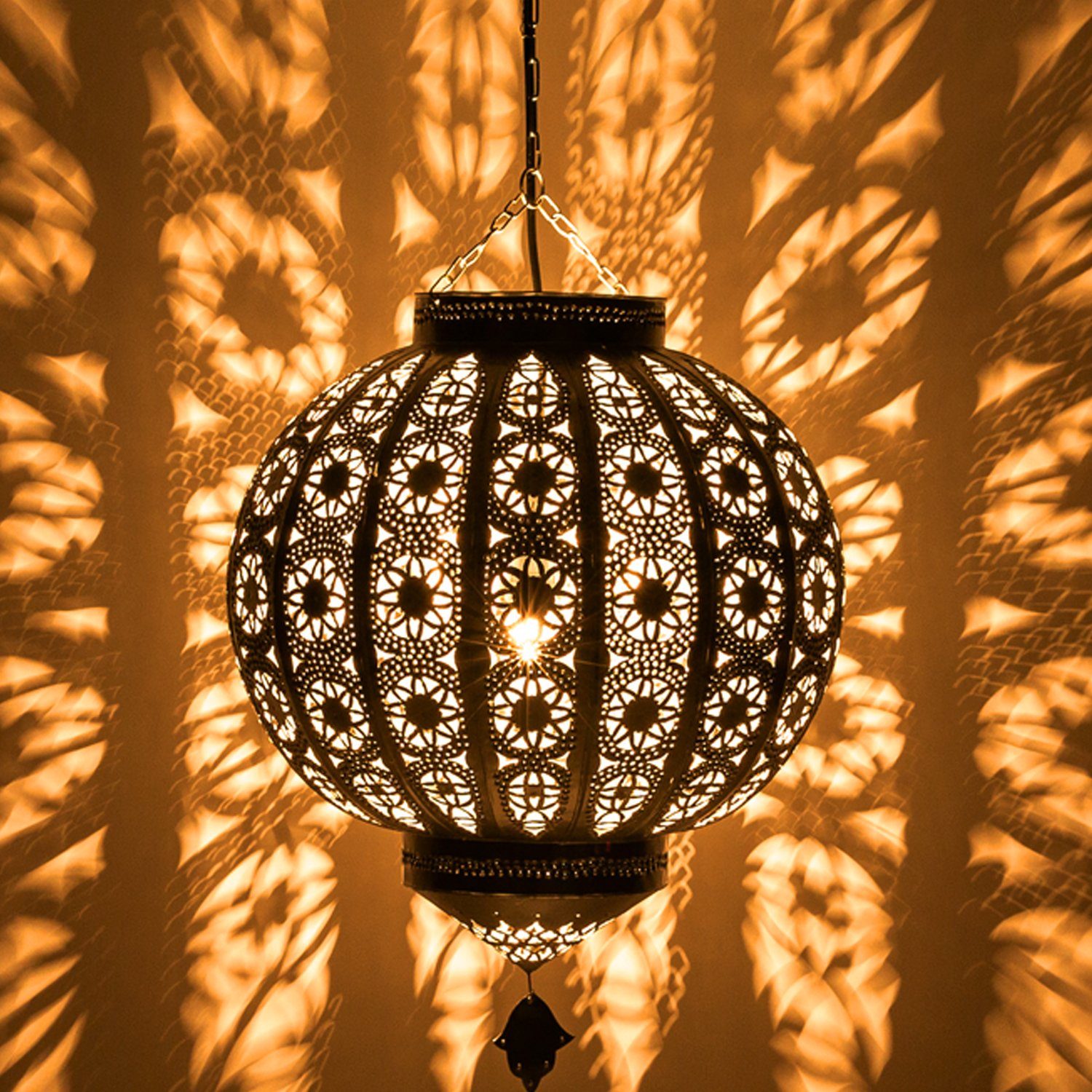 Marrakesch Orient & Mediterran Interior Deckenleuchte Orientalische Lampe  Pendelleuchte Afetar Silber 42cm