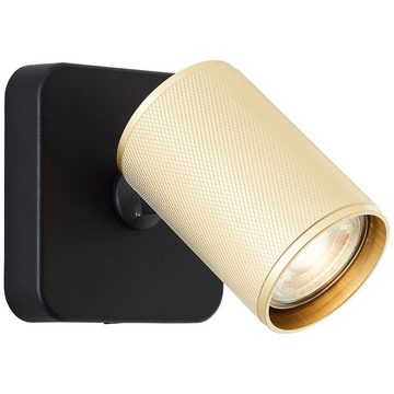 Lightbox Deckenleuchte, LED wechselbar, warmweiß, Wandspot schwenkbar, 12x10x10cm, GU10, 345lm, 3000K, schwarz/matt gold