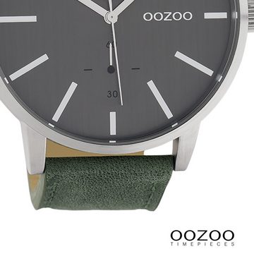 OOZOO Quarzuhr Oozoo Damen Herren Armbanduhr Timepieces, (Analoguhr), Damen, Herrenuhr rund, groß (ca. 50mm) Lederarmband, Fashion-Style