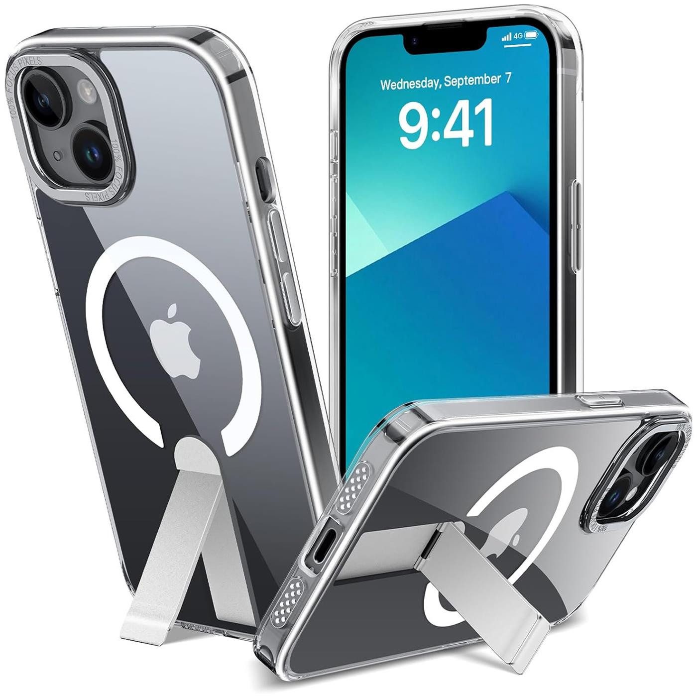 CoolGadget Handyhülle Kickstand Hybrid Hülle für iPhone 14 6,1 Zoll, Schutzhülle Militärschutz Ständer kompatibel mit MagSafe Magnetring