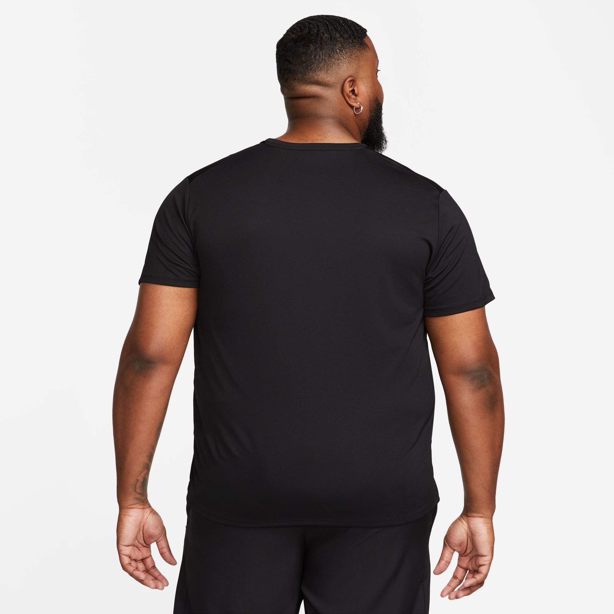 MEN'S Nike DRI-FIT Laufshirt SILV UV SHORT-SLEEVE RUNNING TOP MILER BLACK/REFLECTIVE