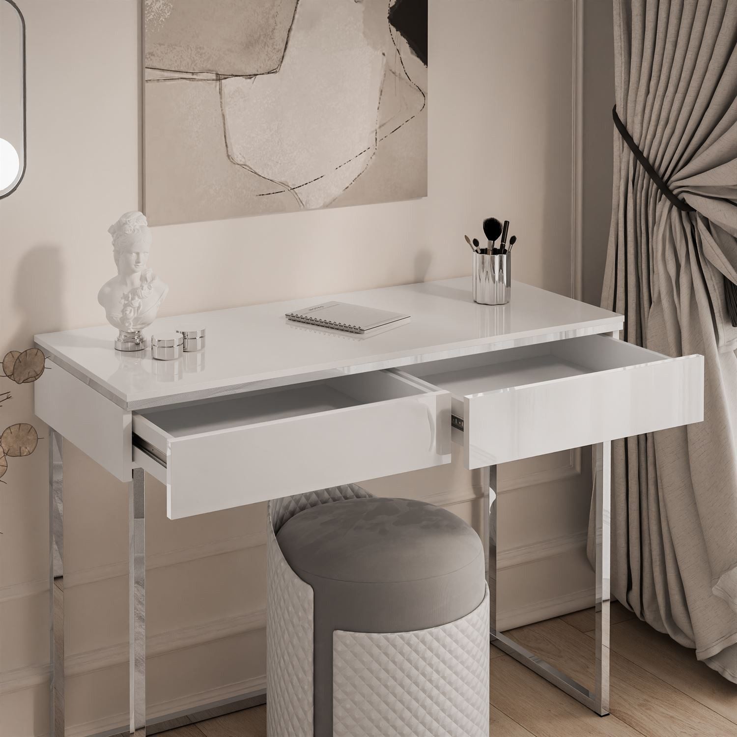 Lookway Konsolentisch AURORA SILVER auf silbernem Gestell (1x Konsole), 102x43,6x78,5 cm – Bild 4 von 5