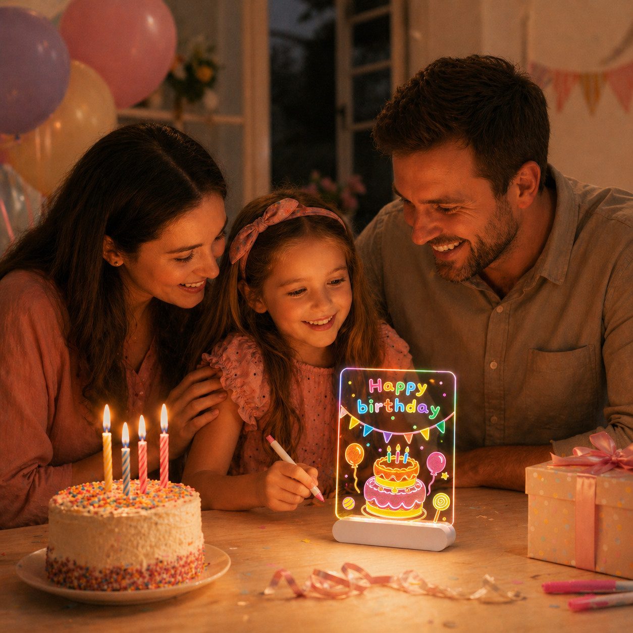 ANYSUN Zaubertafel LED Zeichenbrett für Kinder, Wiederaufladbare Doodle Glow Notiztafel, (mit 7 Farben Stift & 10 Story-Papier & 1200 mAh Akku), Kreatives Geschenk Spielzeug für Kinder/Mädchen/Teenager