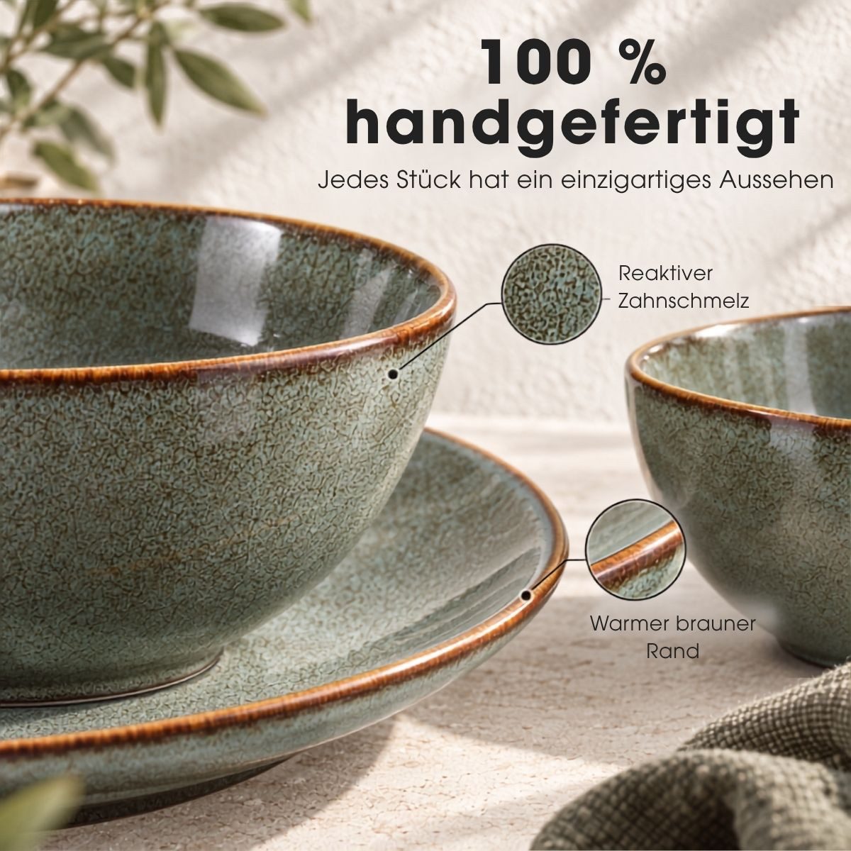 Mica Decorations Geschirr-Set Mica Decorations Tabo Geschirrset gruen 16 Stueck, Keramisch – Bild 5 von 5