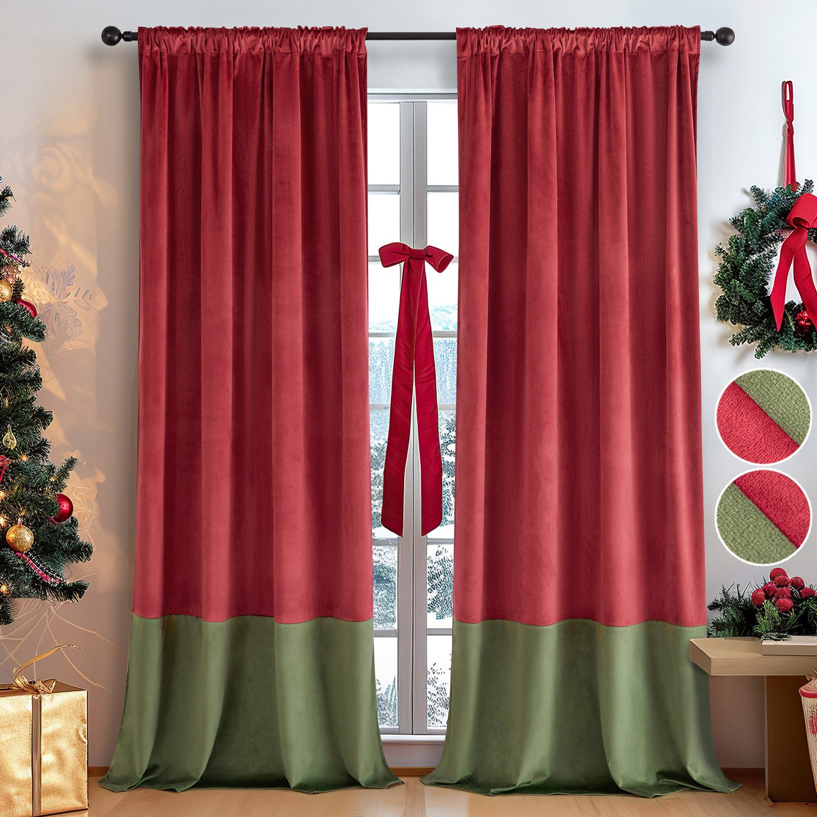 BTTO V&G Gardine Vorhang Samt Blickdicht,Weihnachtsvorhänge,Verdunkelungsvo günstig online kaufen