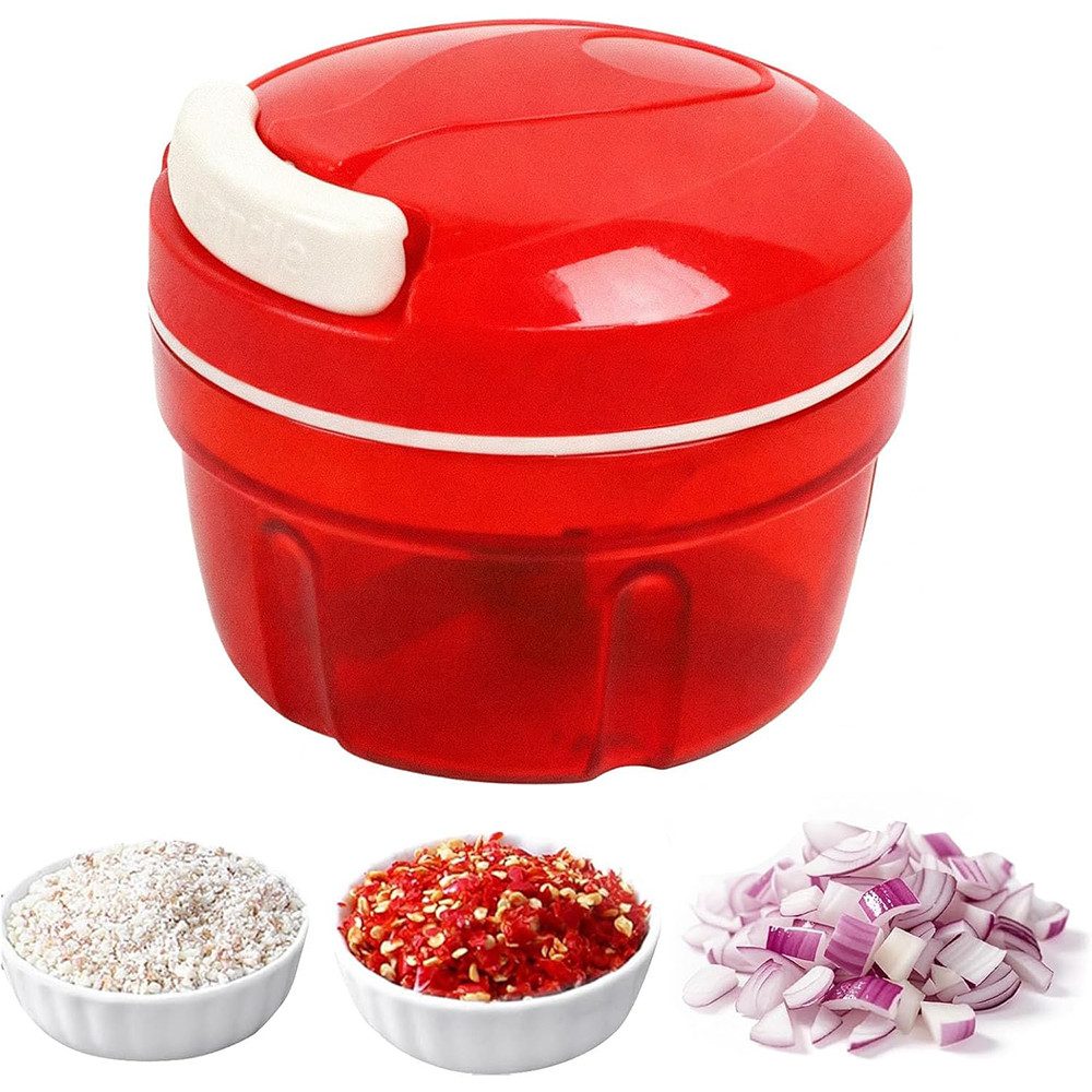TUWENA Gemüsehacker GemüSeschneider, 300ML Manuell Zwiebel Zerkleinerer mit Seilzug, Für Chili/Zwiebeln/Gemüse/Nüsse/Fleisch/Knoblauch/Püree-Lebensmittel