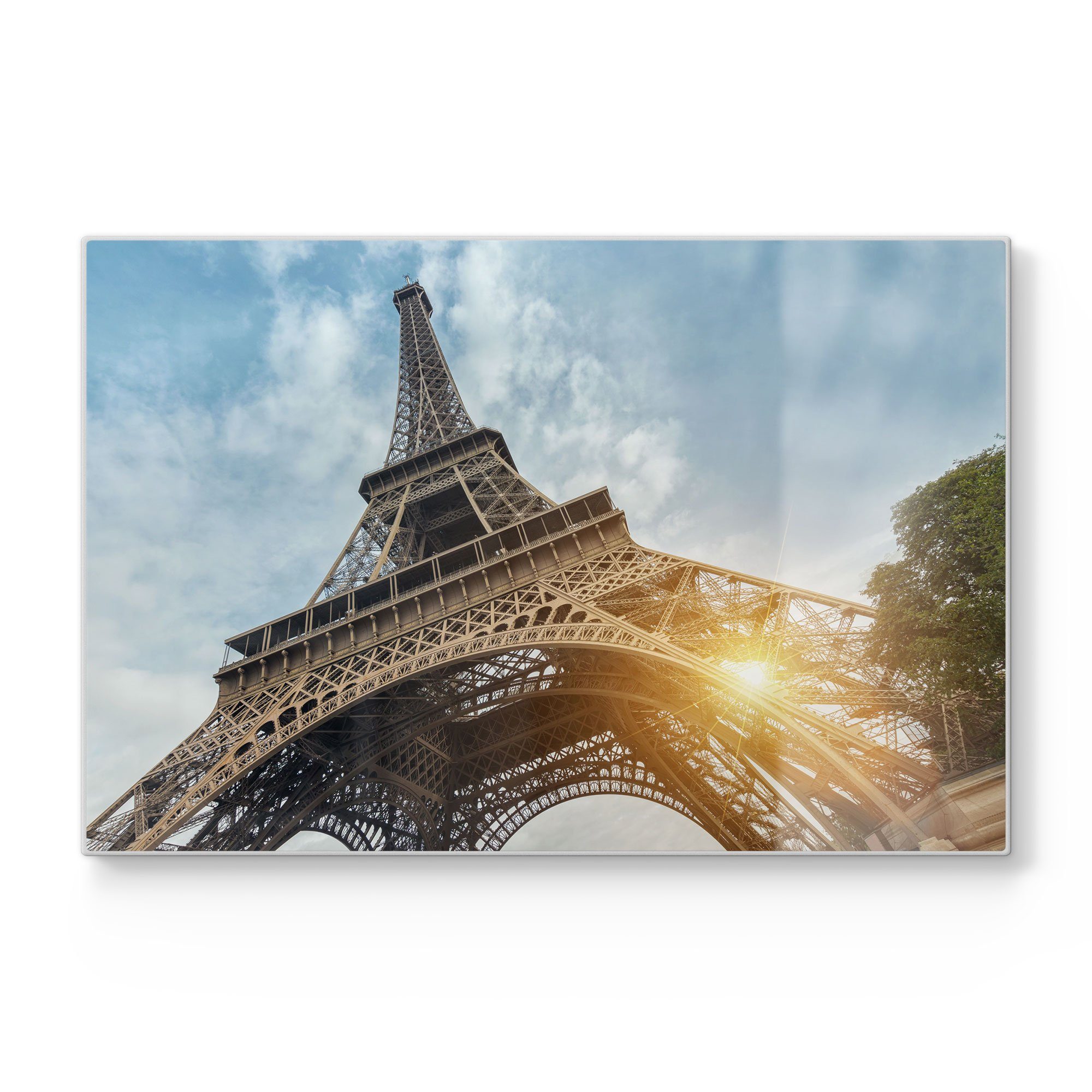 Schneideplatte des Platte Eiffelturms', Frühstücksbrett 'Am Fuße Glas, Schneidebrett DEQORI