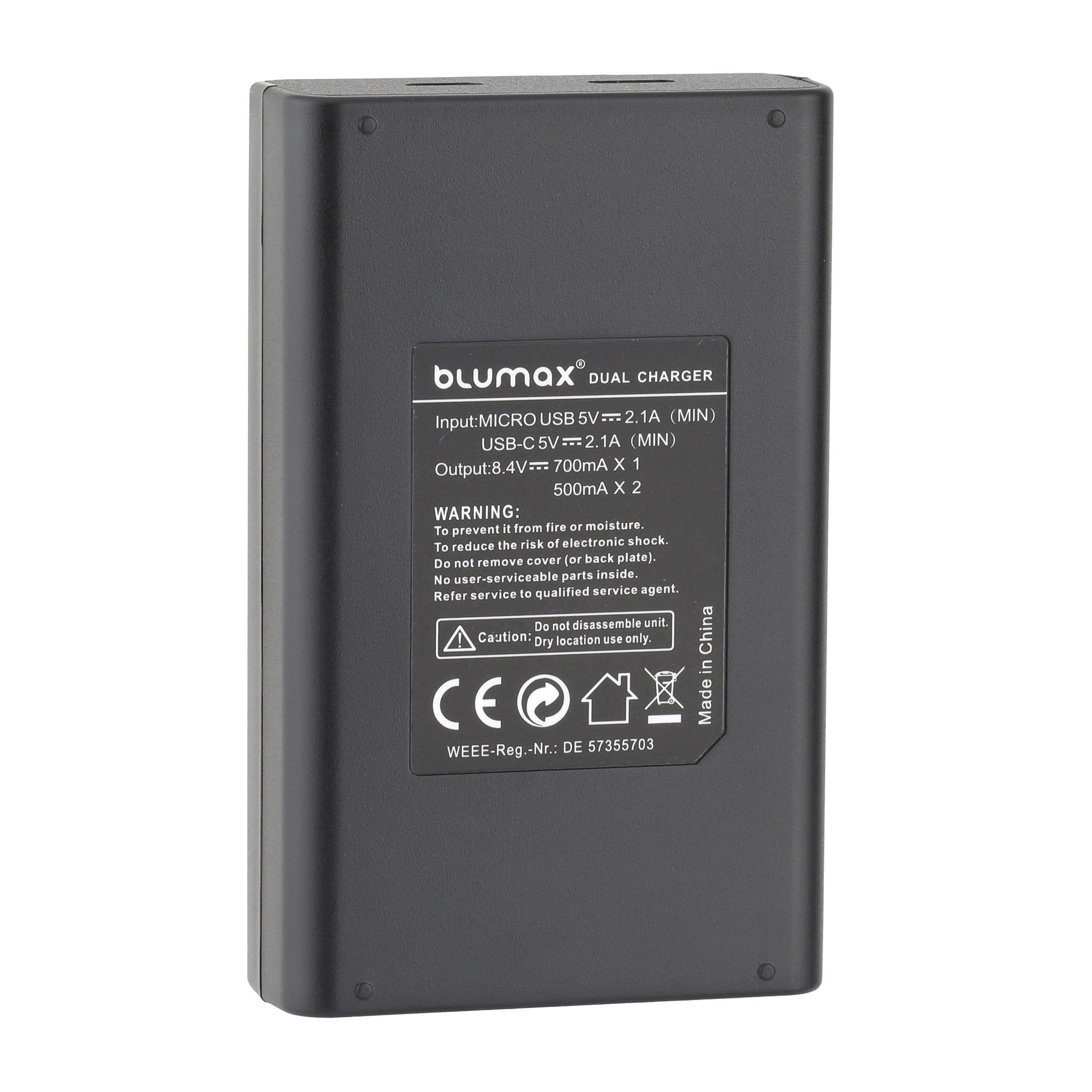 Blumax Dual LCD Ladegerät, für Panasonic DMW-BLG10 USB-C Kamera-Ladegerät