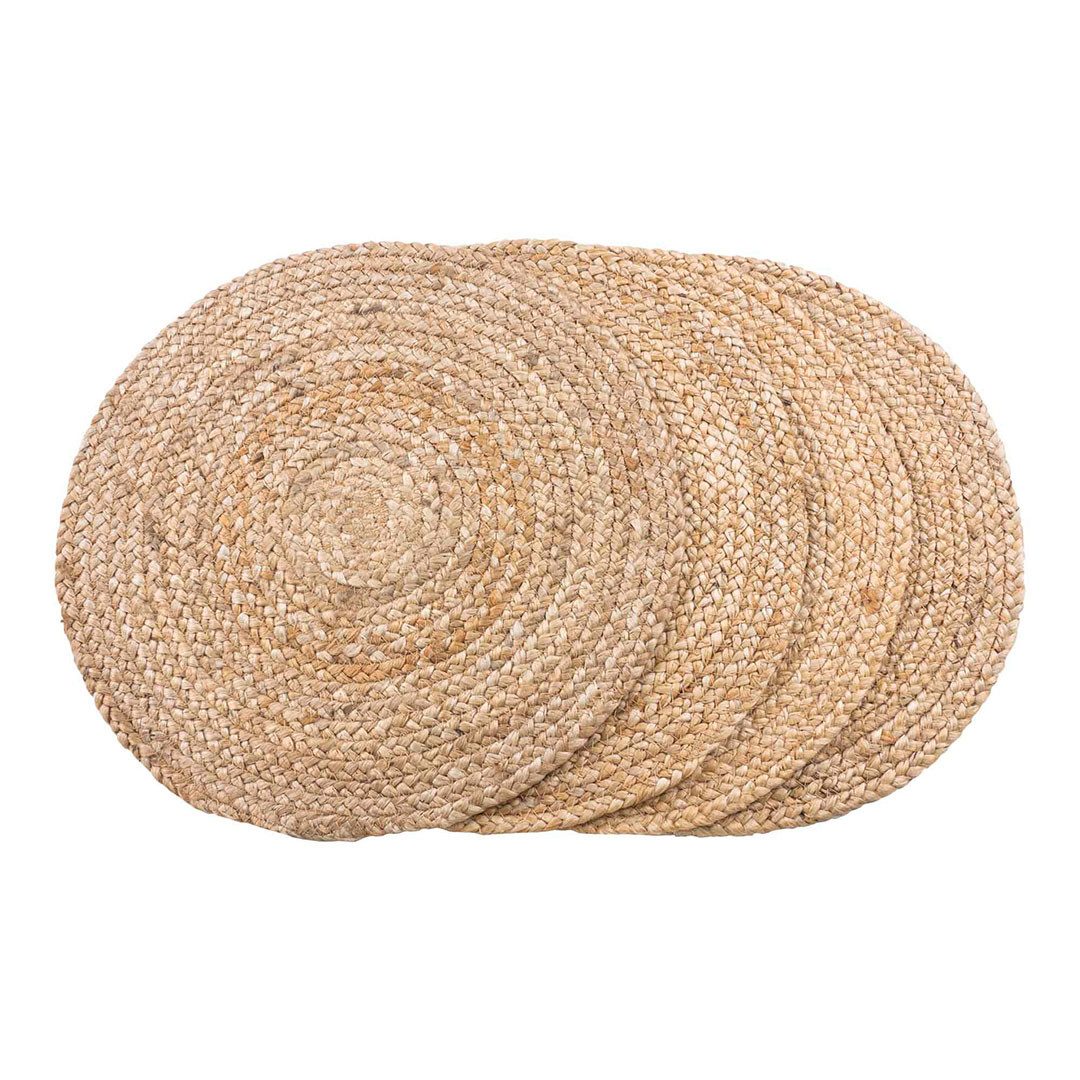 Plaid Bombay Platzsets Ø38cm, Set von 4 Natur., House Nordic