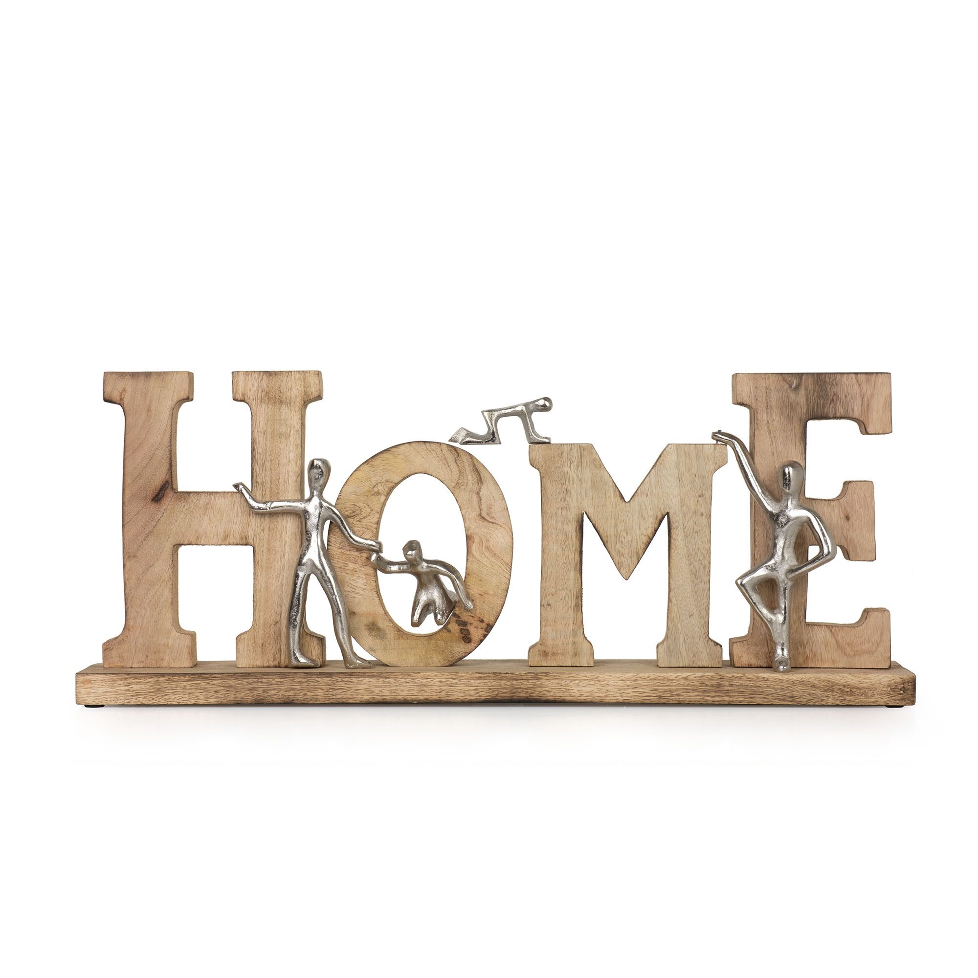 Moritz Skulptur Dekofigur Home 24 cm aus Mangoholz und Aluminium moderne Skulptur