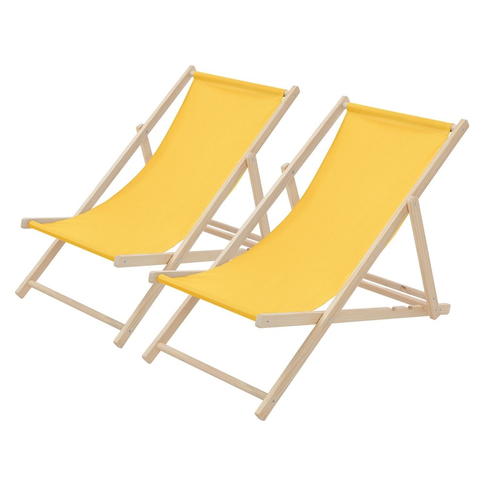 ECD Germany Gartenliege Holz Liegestuhl Beachstuhl klappbarer Strandstuhl Strandliege Liege, 2 St., 2er Set Sonnenliege mit 3-Fach verstellbarer Rückenlehne Relaxliege