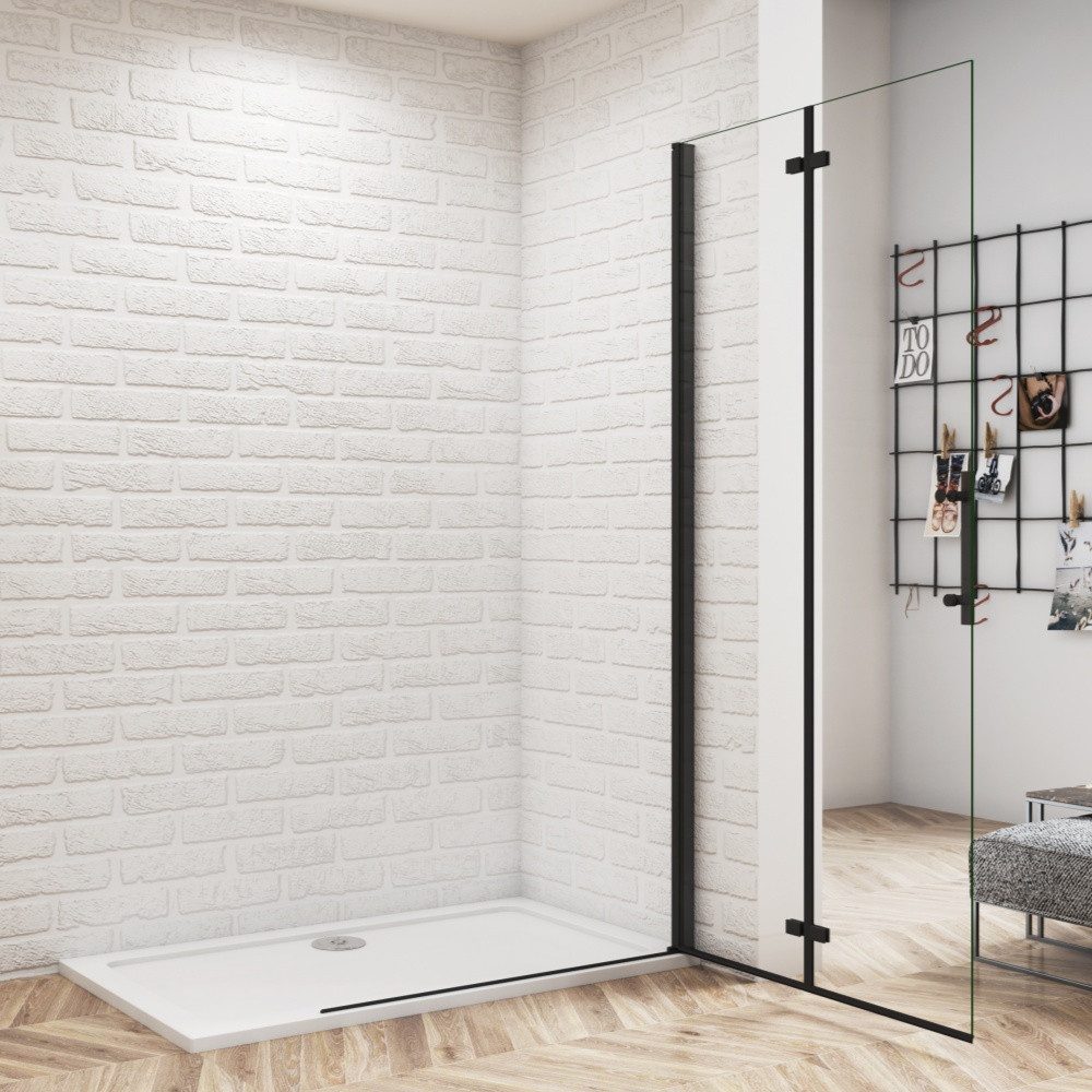 Duschparadies Dusch-Falttür 185cm Schwarz Walk in Dusche Falttür Scharniertür Duschabtrennung, 70x185 cm, Easyclean Sicherheitsglas, beidseitig montierbar