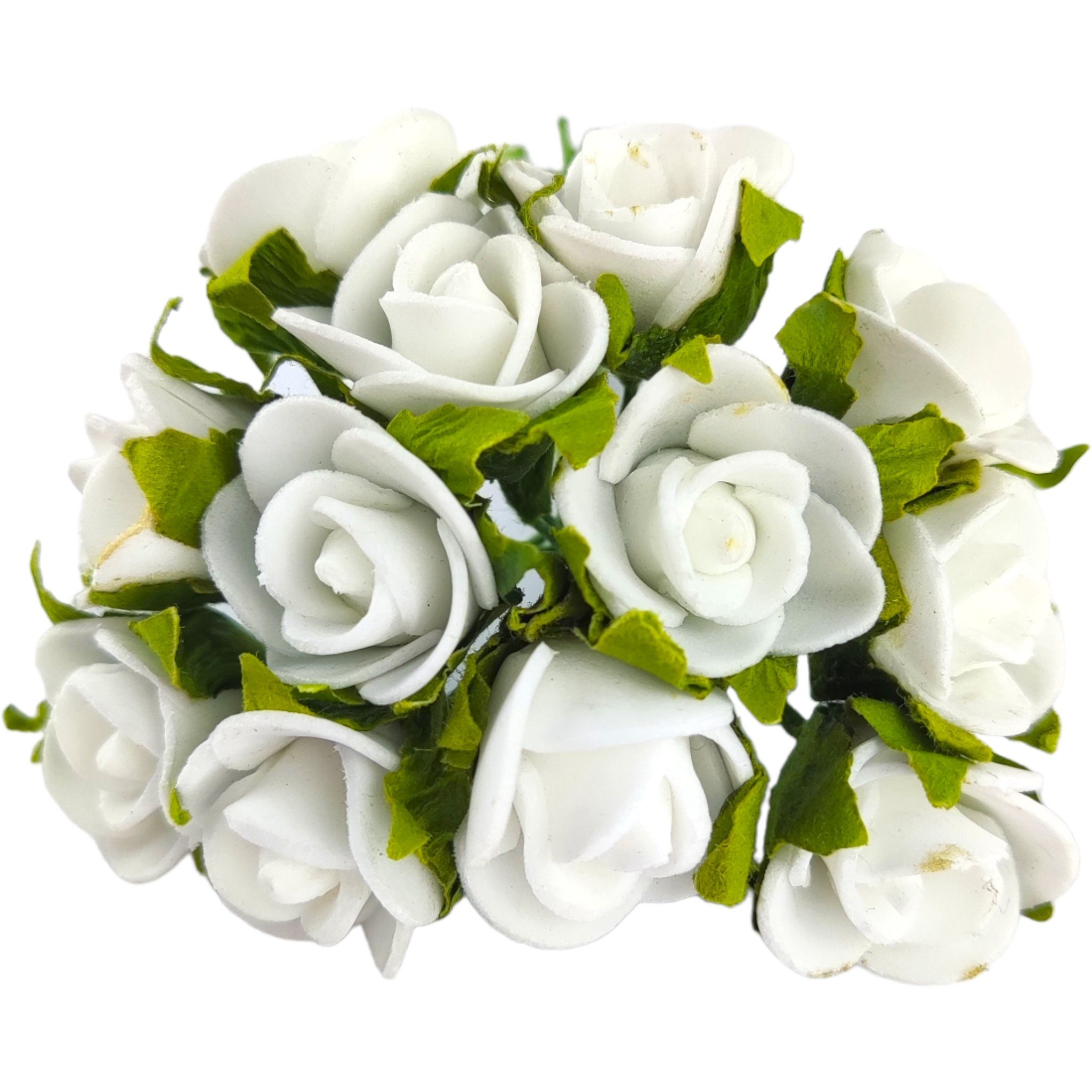 Kunstblume Bastelbedarf Moosröschen Foam Rosen 10cm, 36 St., Flor & Decor Import GmbH Weiß