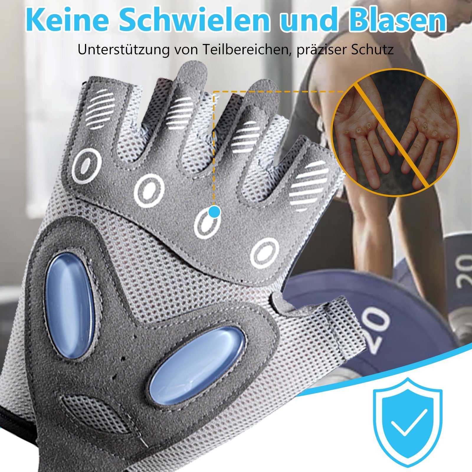 BTTO Hsch. Trainingshandschuhe Fitness Handschuhe,Sporthandschuhe,Trainingshandschuhe mit Palm Schutz Rutschfest Gewichtheben Handschuhe,Extra Leicht und Atmungsaktiv