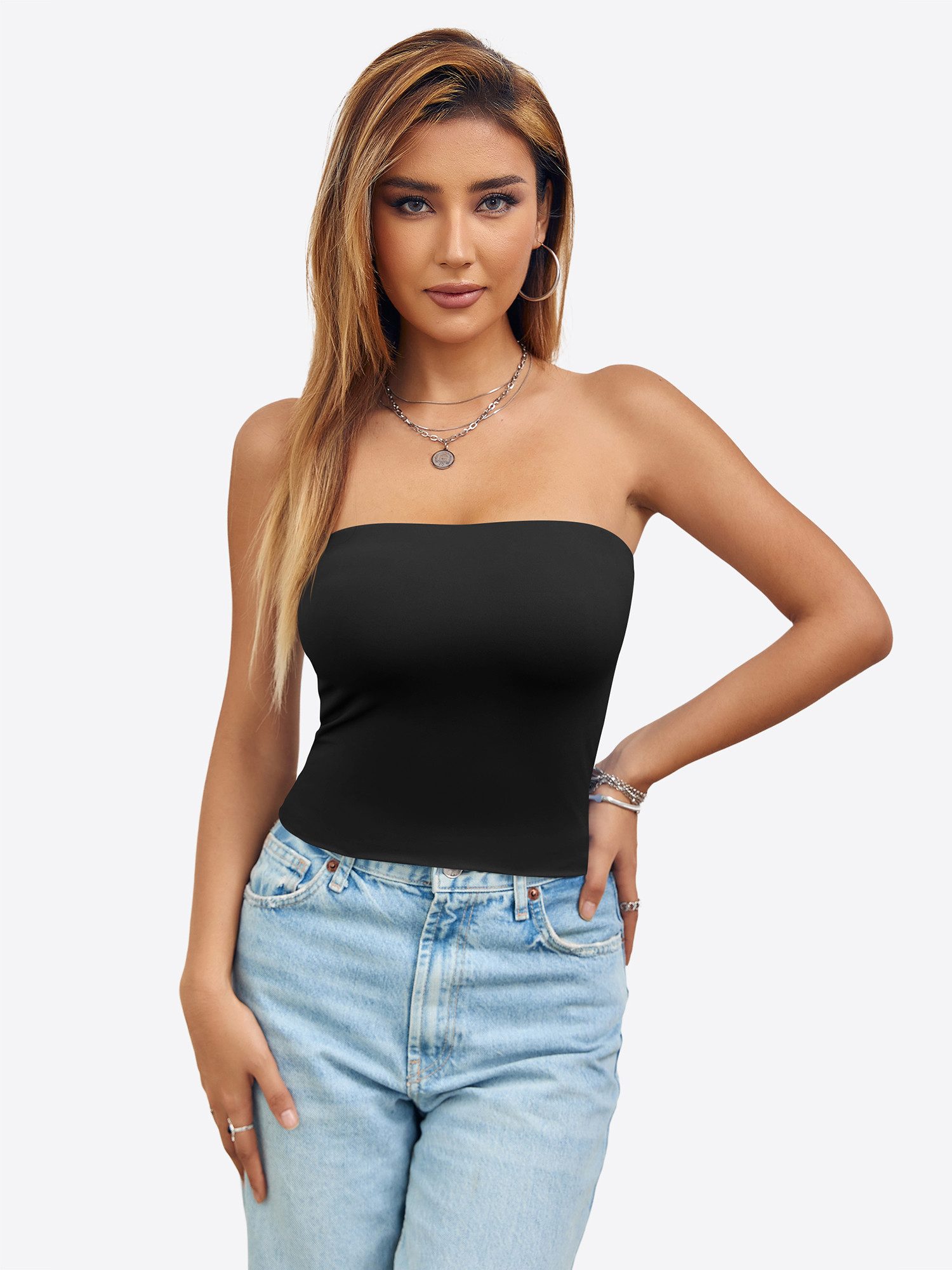 Imily Bela Tubetop Damen Trägerlose Cami Tops (Packung, 1-tlg., 1per-Pack) einfarbig