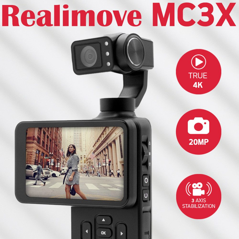 AgfaPhoto Realimove MCX3 Camcorder (4K, 4K Video, 3-Achsen-Gimbal-Stabilisierung)