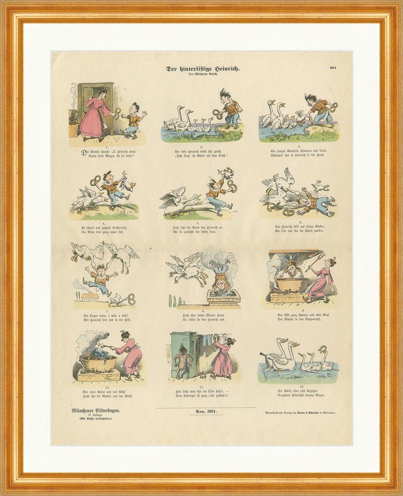 Kunstdruck Der hinterlistige Heinrich Wilhelm Busch Münchener Bilderbogen 361 Ger
