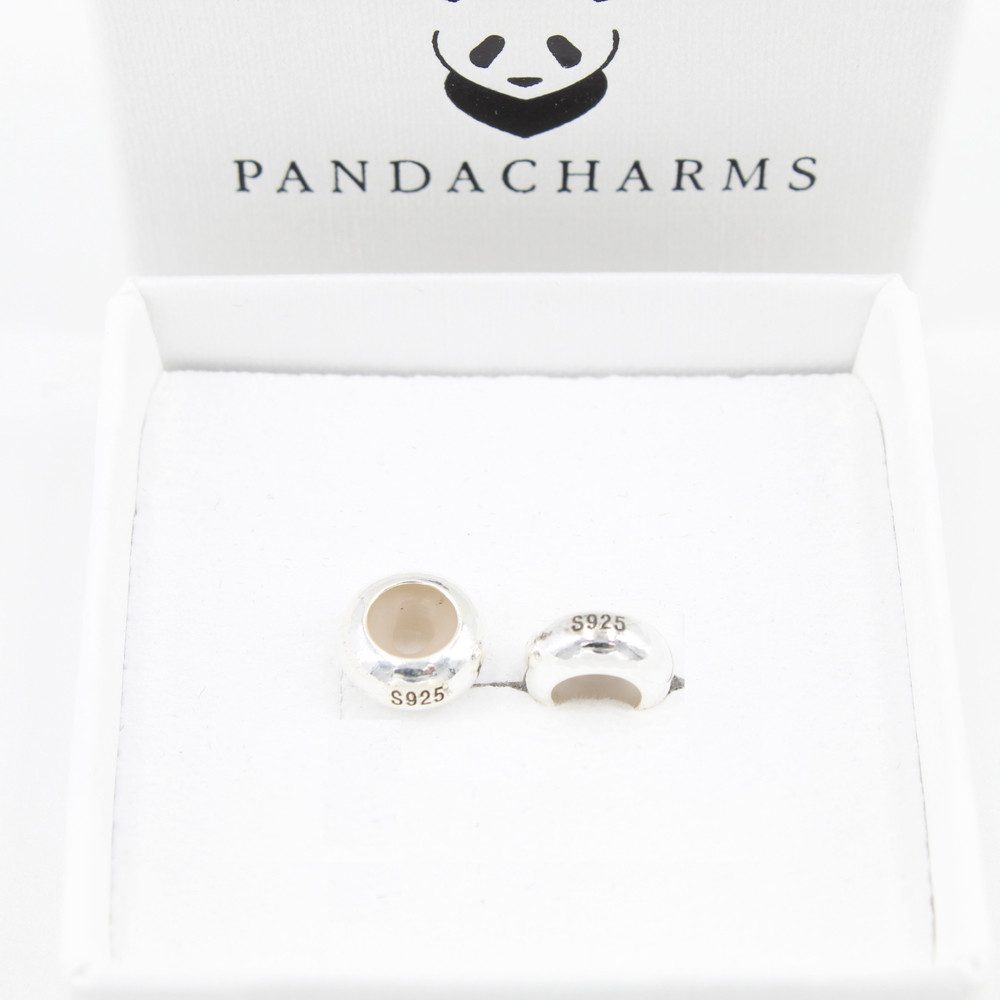 PANDACHARMS Bead Silber Stopper Charms für Charm Armband, mit Silikonkern, 2 Stück