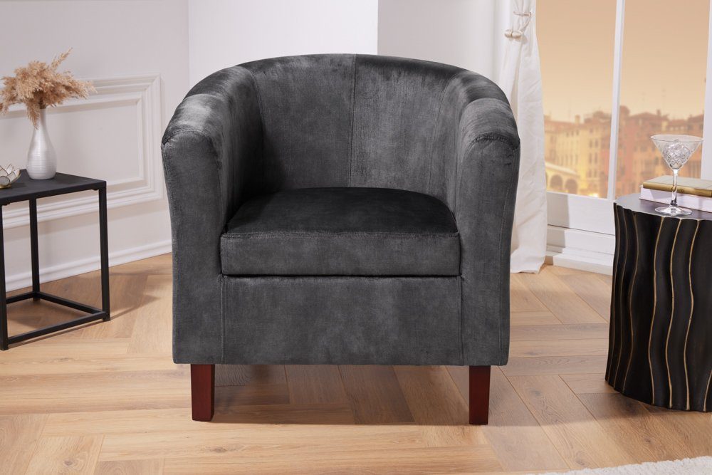 riess-ambiente Loungesessel HEMINGWAY dunkelgrau / braun (Einzelartikel, 1-St), Wohnzimmer · Samt · Schlafzimmer · Modern Design
