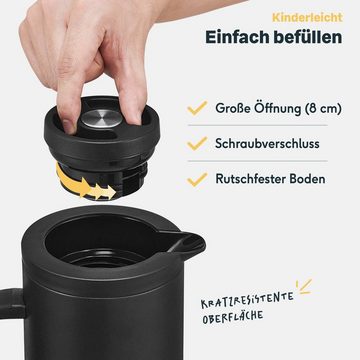 SILBERTHAL Isolierkanne für Kaffee und Tee, 1 l, (24H kalt), aus Edelstahl, Glaseinsatz