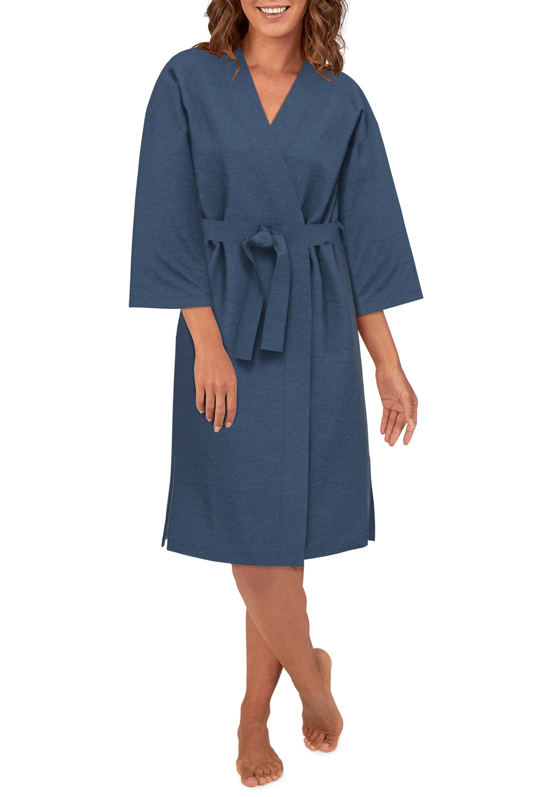 TOM TAILOR Damenbademantel TOM TAILOR Damen Hausmantel blau melange, Modal günstig online kaufen