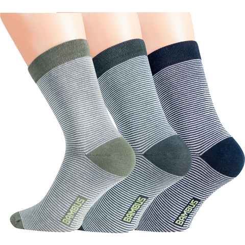 RS Harmony Basicsocken Bambus Viskose Socken RINGEL Softrand ohne Gummi Unisex Softrand (6 Paar) Spitze und Ferse verstärkt