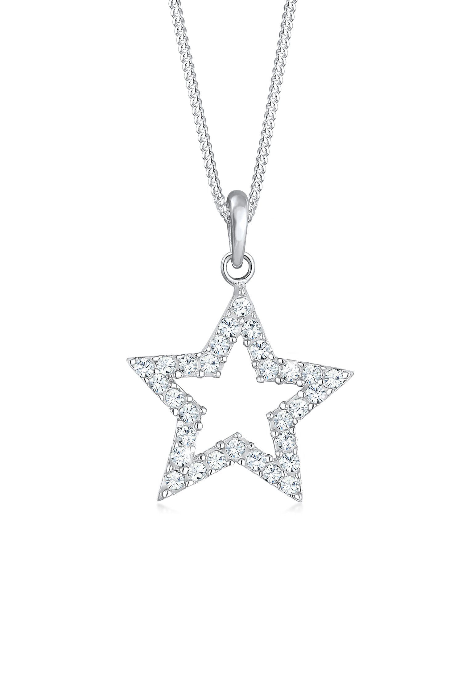 Elli Kette mit Anhänger Stern Astro 925 Silber, mit Kristallen von Swarovski®, Sterne