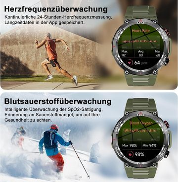 blackview W50 Fitness-Uhr mit Blutdruck- und Schlafüberwachung für Herren Smartwatch (3.53 cm/1.39 Zoll), 1-tlg., Atemtraining, Sitzplatzerinnerung, 100+ Sportmodi & 5ATM Wasserdicht
