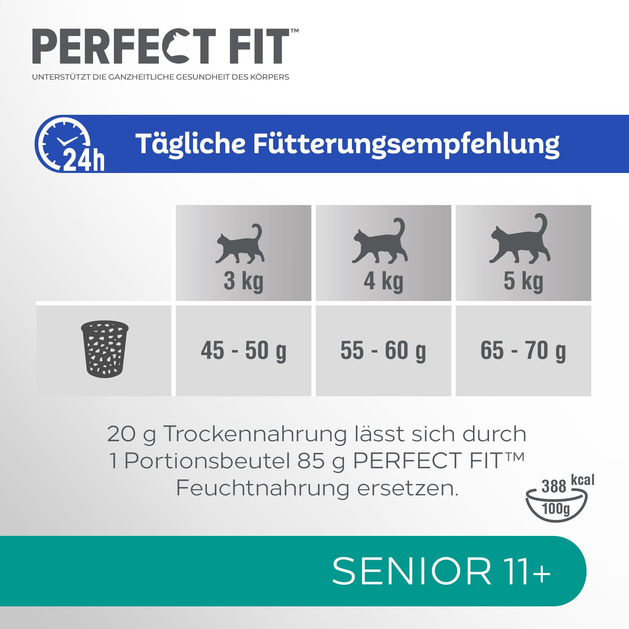 Perfect Fit PERFECT FIT™ Katze Beutel Senior 11+ mit Huhn 6 x 750g, Trockenfutter für: Katze