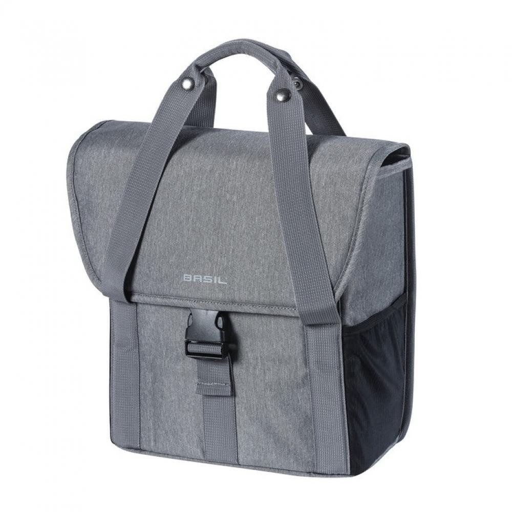 Fahrradtasche Basil Einzeltasche Go Single grey melee mit Reflexstreifen 16l