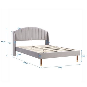 Celya Polsterbett Home Schlafzimmer Bett mit flachen Nudeln Rahmen und Kopfteil, Kopfteil der dicken Matratze, 140×200cm