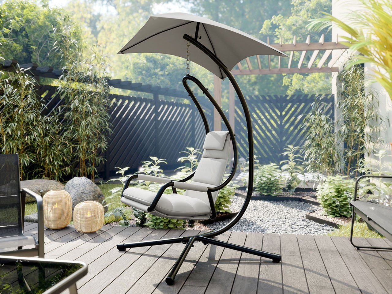 MIRJAN24 Подвесноые стулья Werikon, mit Sonnenschirm, Sonnenliege, Outdoor