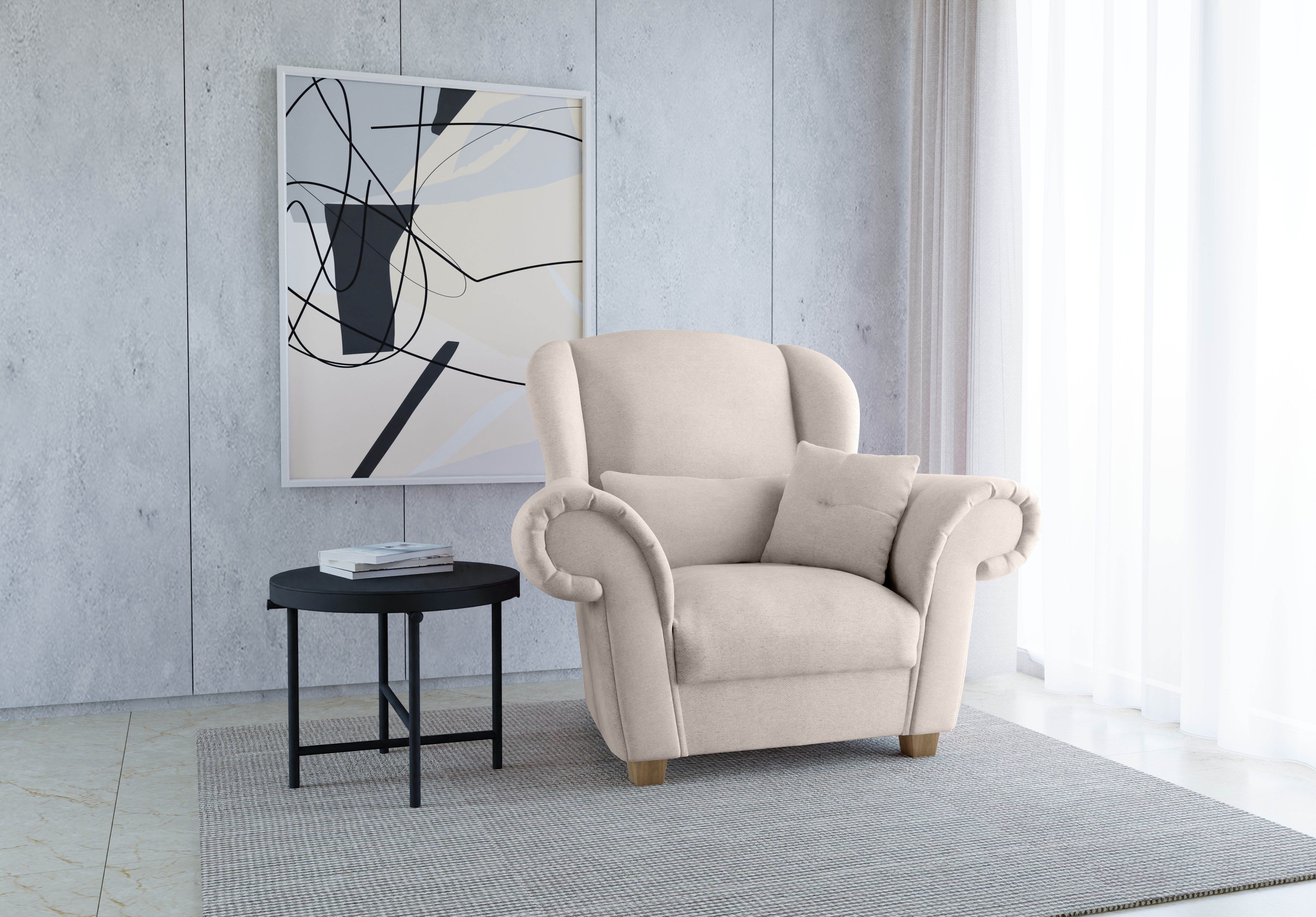Sofa Dreams Sessel London (Loungesessel, Fernsehsessel), Webstoff, Polstersessel, Strukturstoff Beige | Einzelsessel