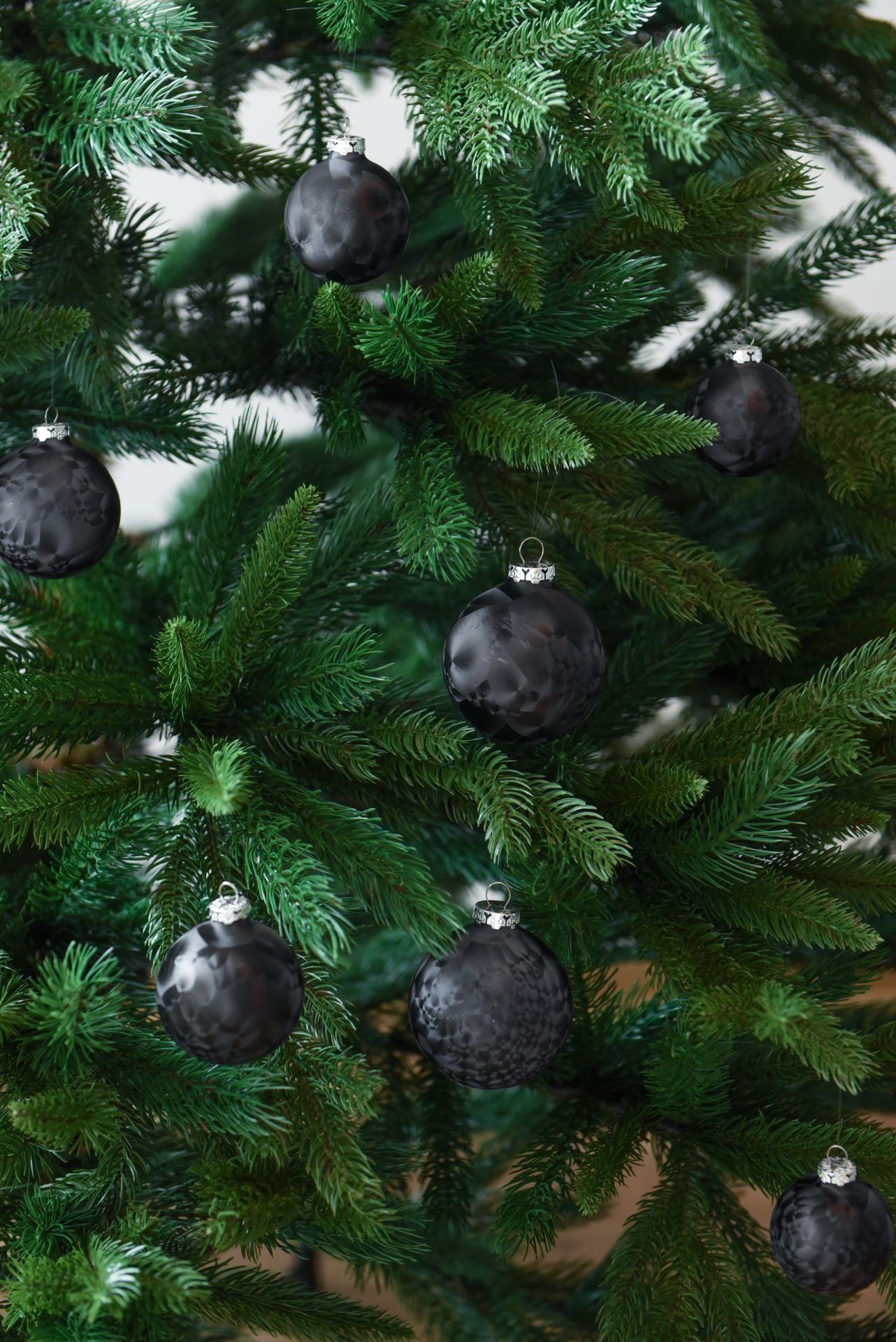 ICY - 8 (12 VIVANNO Glas St) Eis cm Weihnachtsbaumkugeln (12 Stück) Weihnachtskugeln Schwarz Weihnachtsbaumkugel Eislack