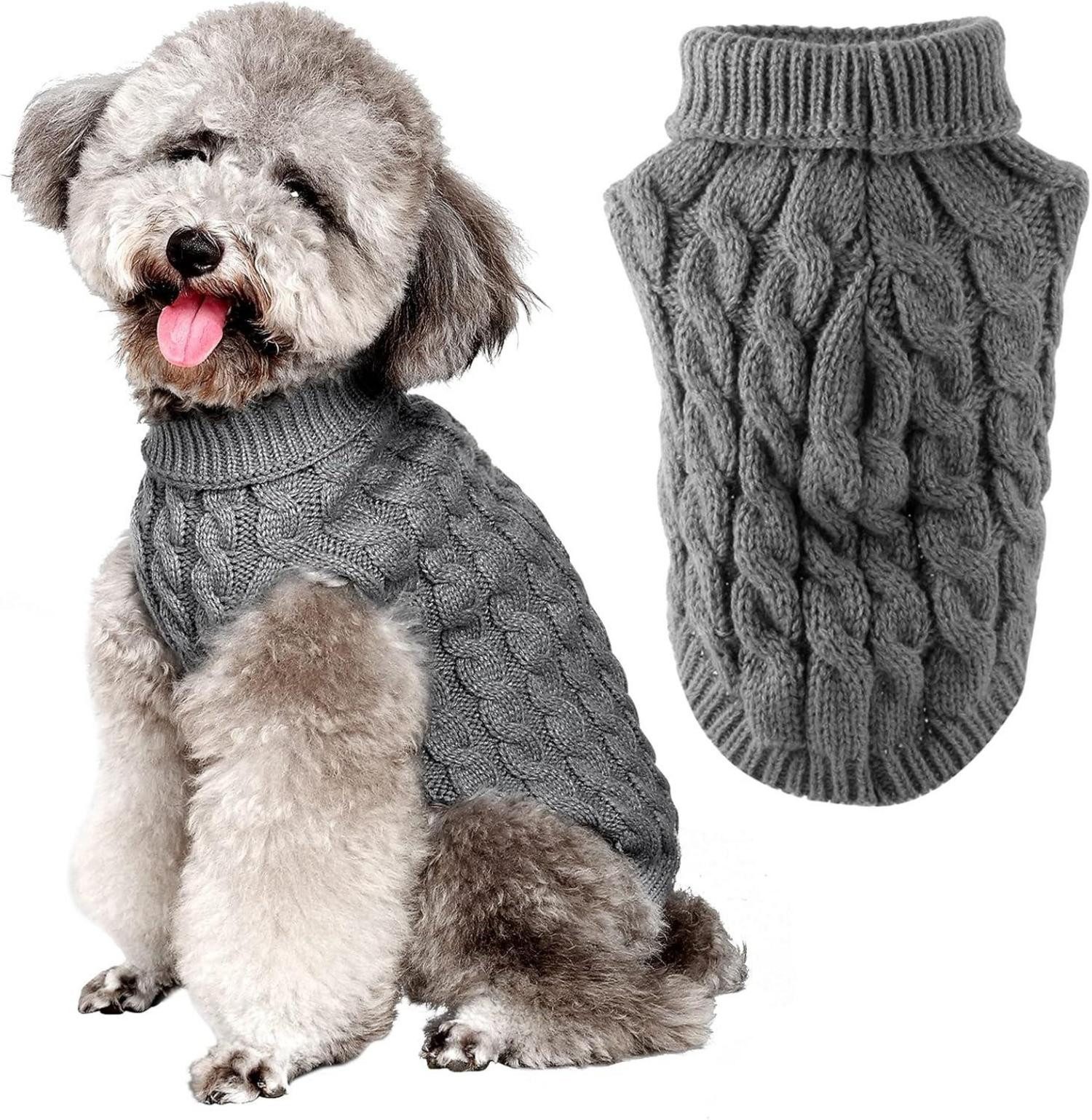 Schutzkragen Hundepullover Winter Rollkragen Strickpullover Weich für Kleine Hunde