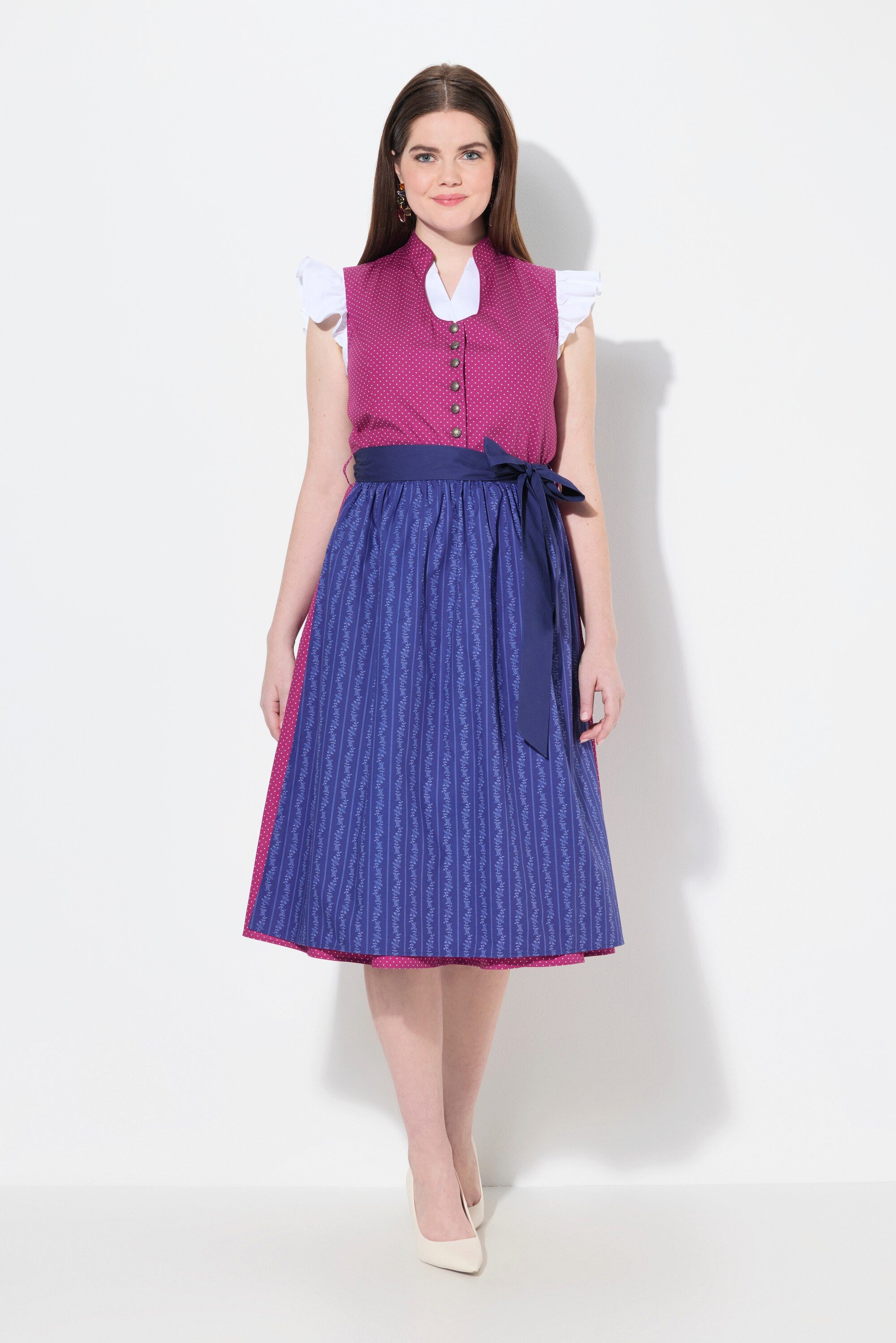 Ulla Popken Dirndl Dirndl Stehkragen Schmuckknöpfe günstig online kaufen