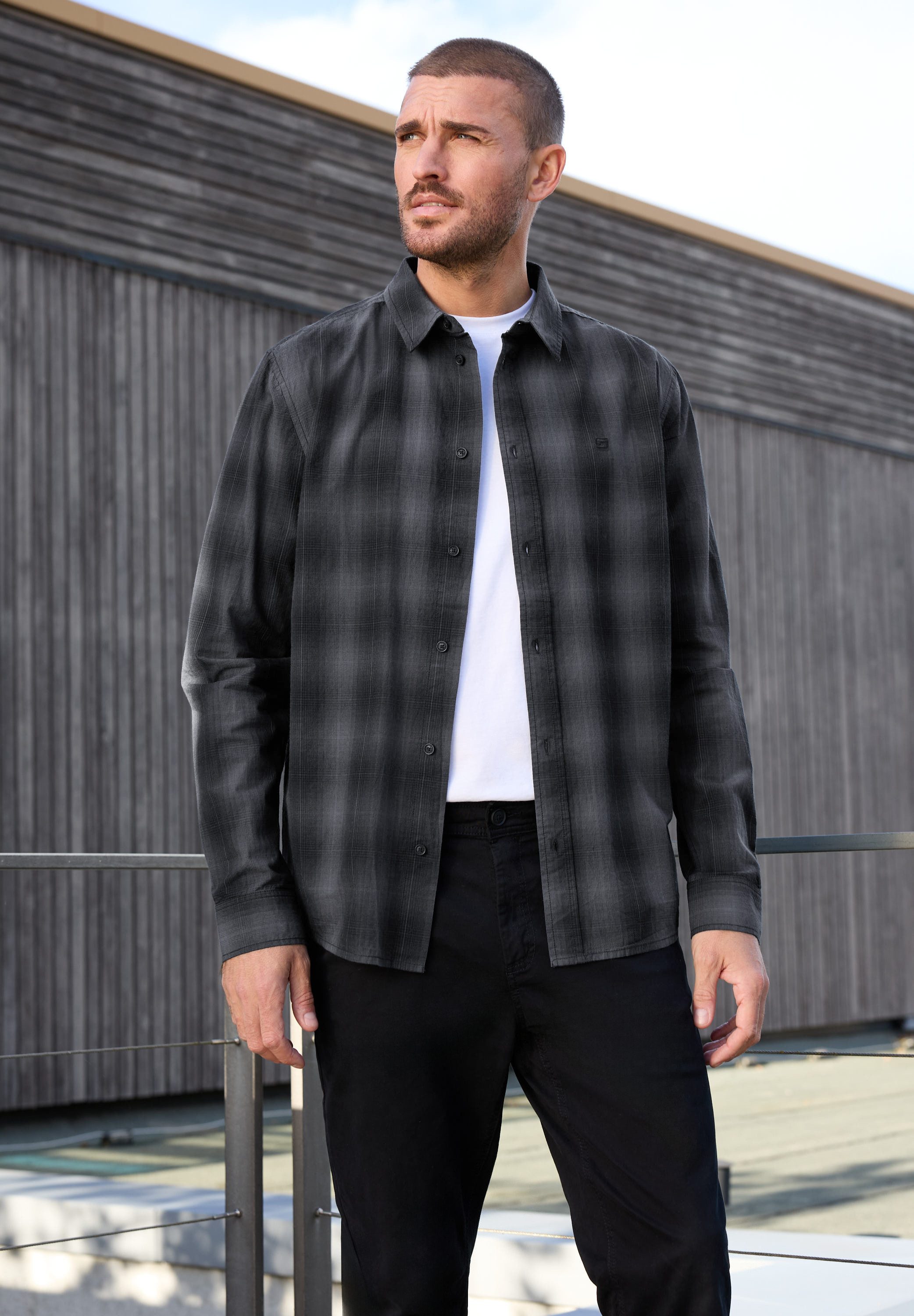 STREET ONE MEN Karohemd mit Knopfleiste