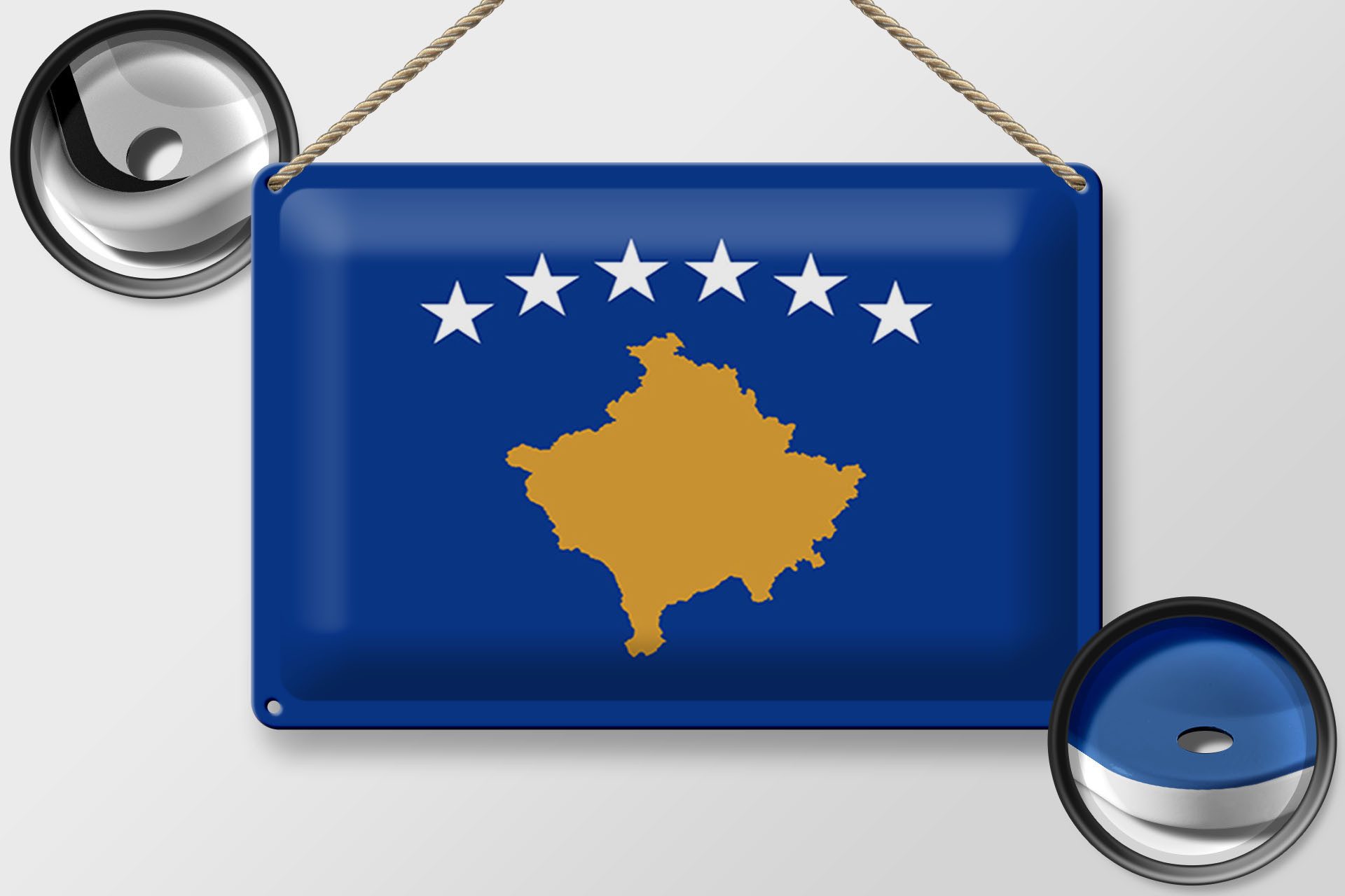 Femer GmbH Metallschild Flagge Kosovo 30x20cm Flag of Kosovo, (1 St), gewölbte Oberfläche, abgerundete Ecken, umgeschlagene Kanten