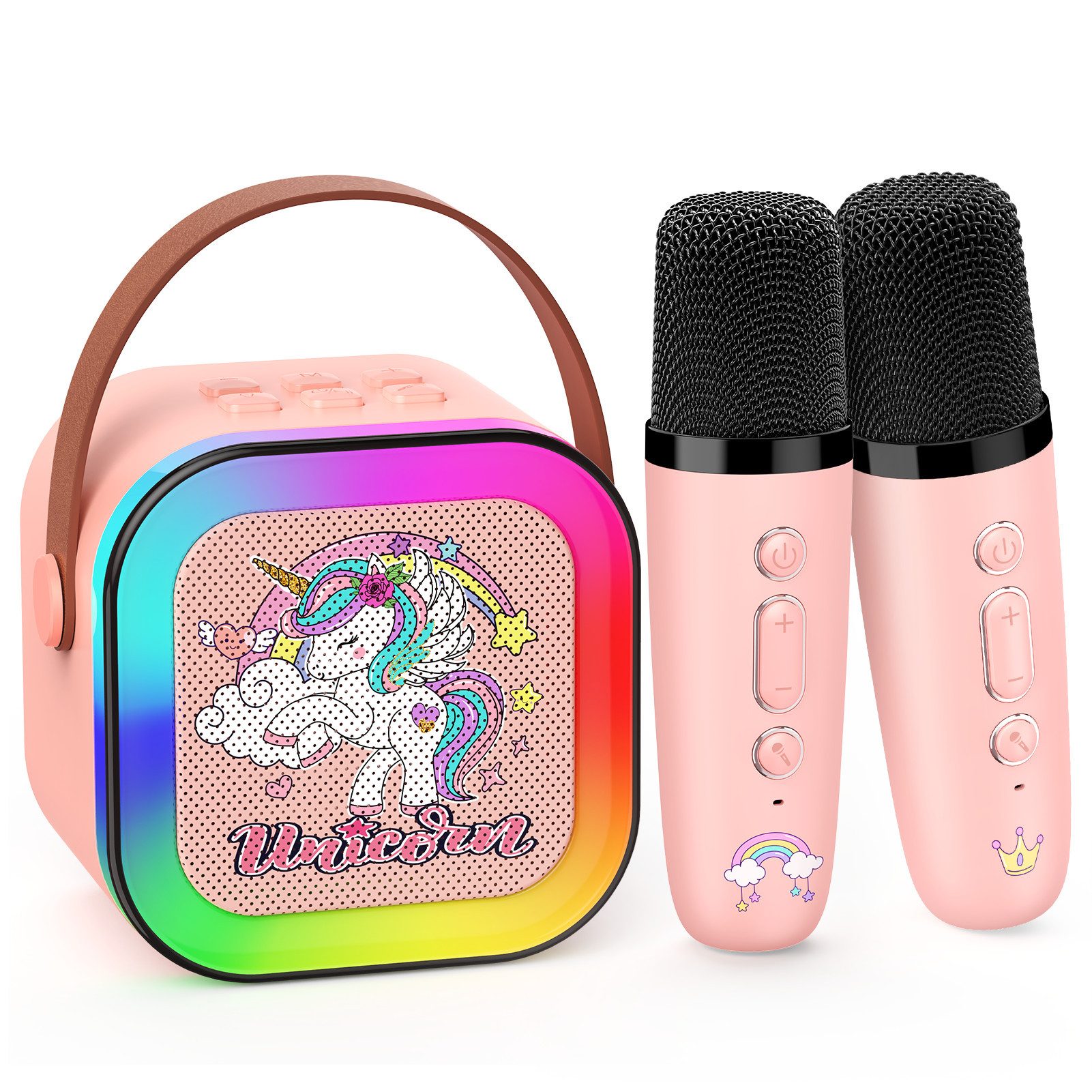 Wootoy Kinder Karaoke Set mit 2 Bluetooth Mikrofonen Tragbarer Lautsprecher Karaoke-Maschine (Stimmverzerrung mit mehreren Stimmeffekten)