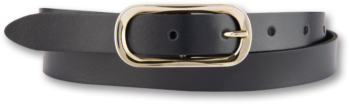 GÖTZ Ausdrucksvolle ovale Ledergürtel schwarz BERND Goldschließe