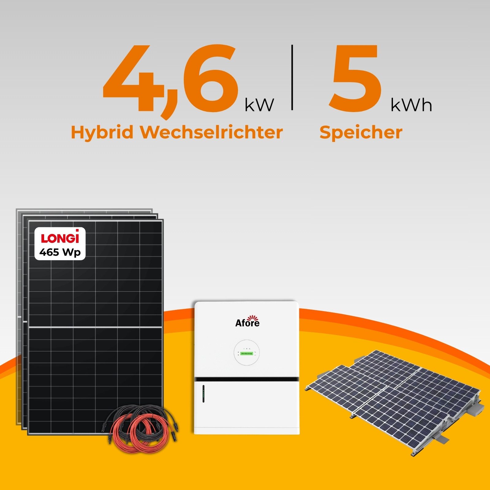 LONGI Solaranlage LONGi 2in1 PV-Tower, 4,6 kW Solaranlage + 5 kWh Speicher, Flachdach, (21-St)