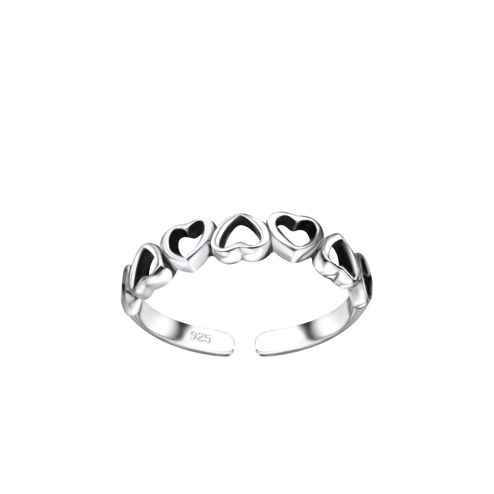 BUNGSA Zehenring Zehenring verbundende Herzen aus 925 Silber Damen, Zehring Toering