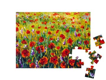 puzzleYOU Puzzle Rote Mohnblumen im Stil von Claude Monet, 48 Puzzleteile, puzzleYOU-Kollektionen Künstler