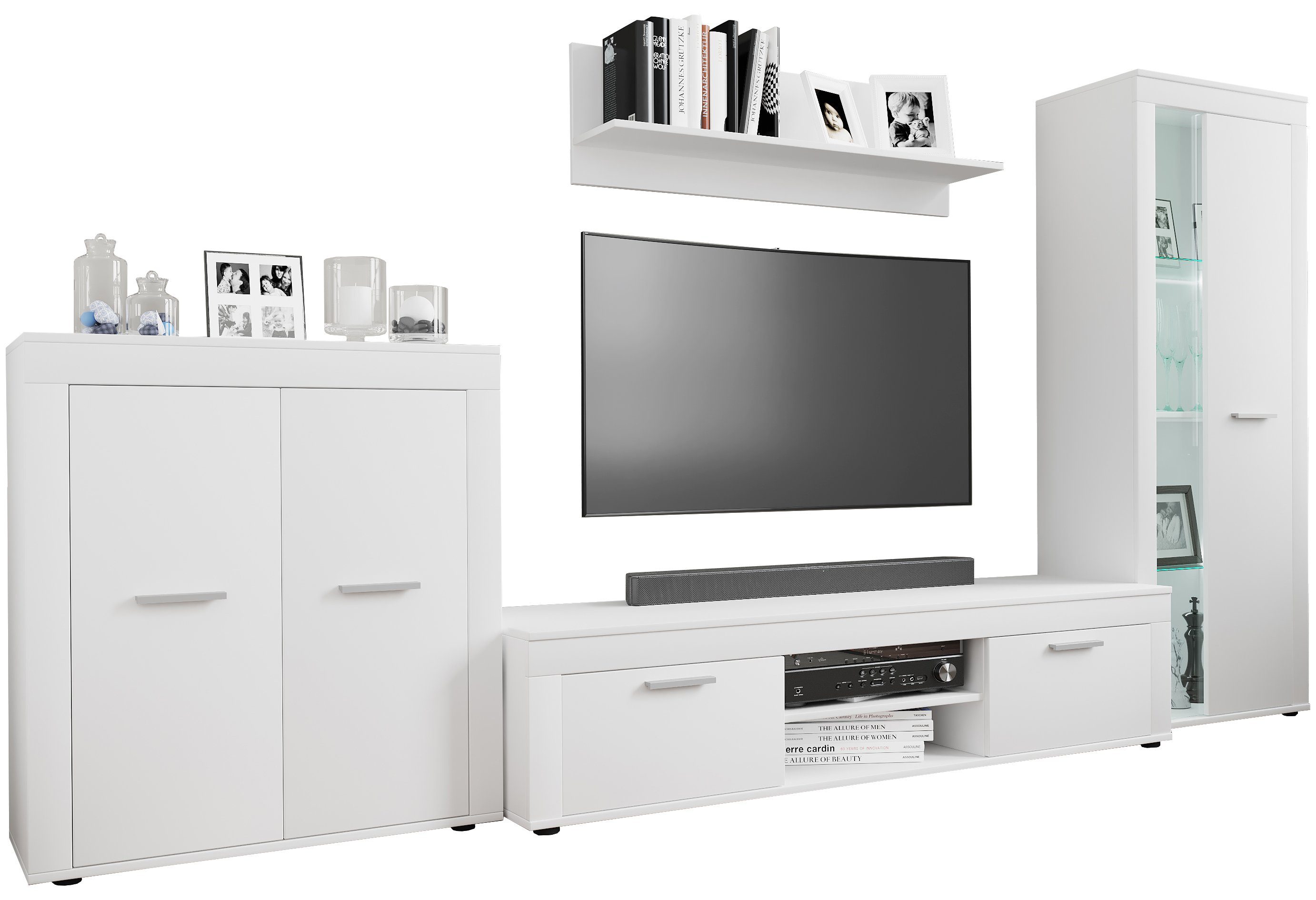 VCM TV-Board 4 tlg Schrankwand Möbel Set Wohnwand Usilo XL